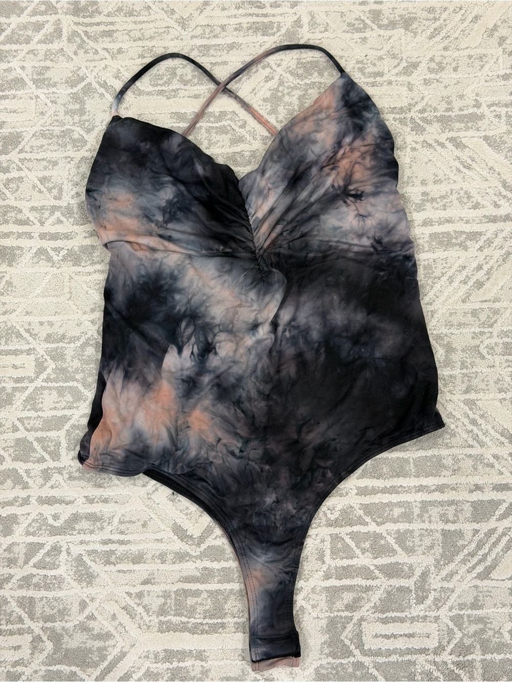 Women’s Tie-Dye Black & Peach Body Suit
